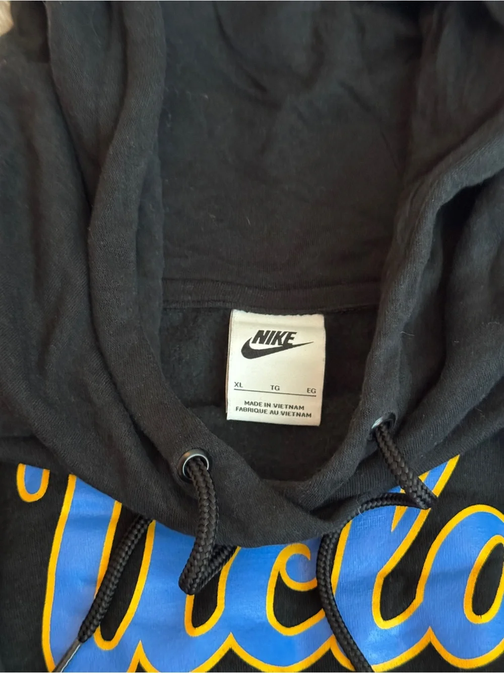 Nike Black Hoodie with Blue and Gold Script